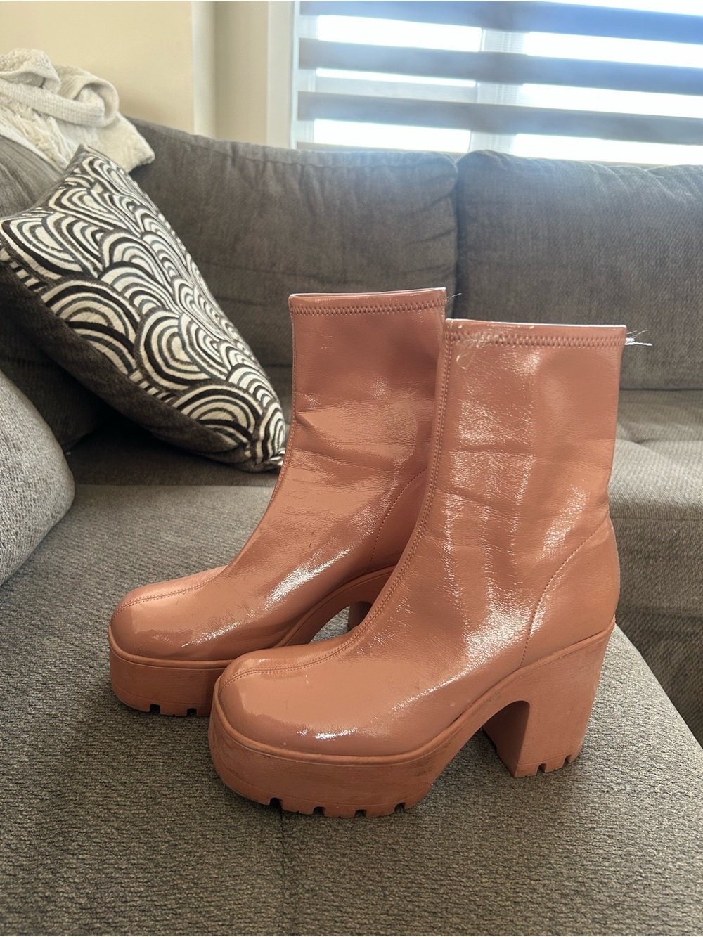 Call It Spring Glossy Rose Platform Ankle Boots